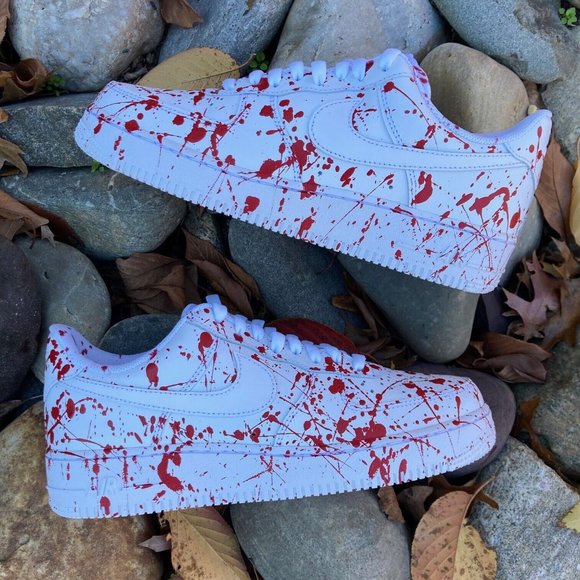 Nike Air Force 1 Custom Sneakers Blood Splatter ? Morbid Red White Shoes main image 13